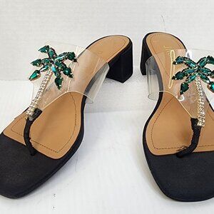 J. Renee Tarianna Clear Black Thong Sandal